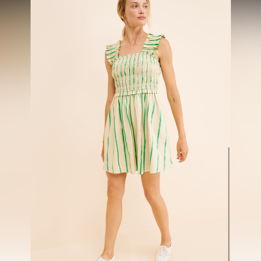 English Factory Stripe Ruffle Mini Dress NWT Size S